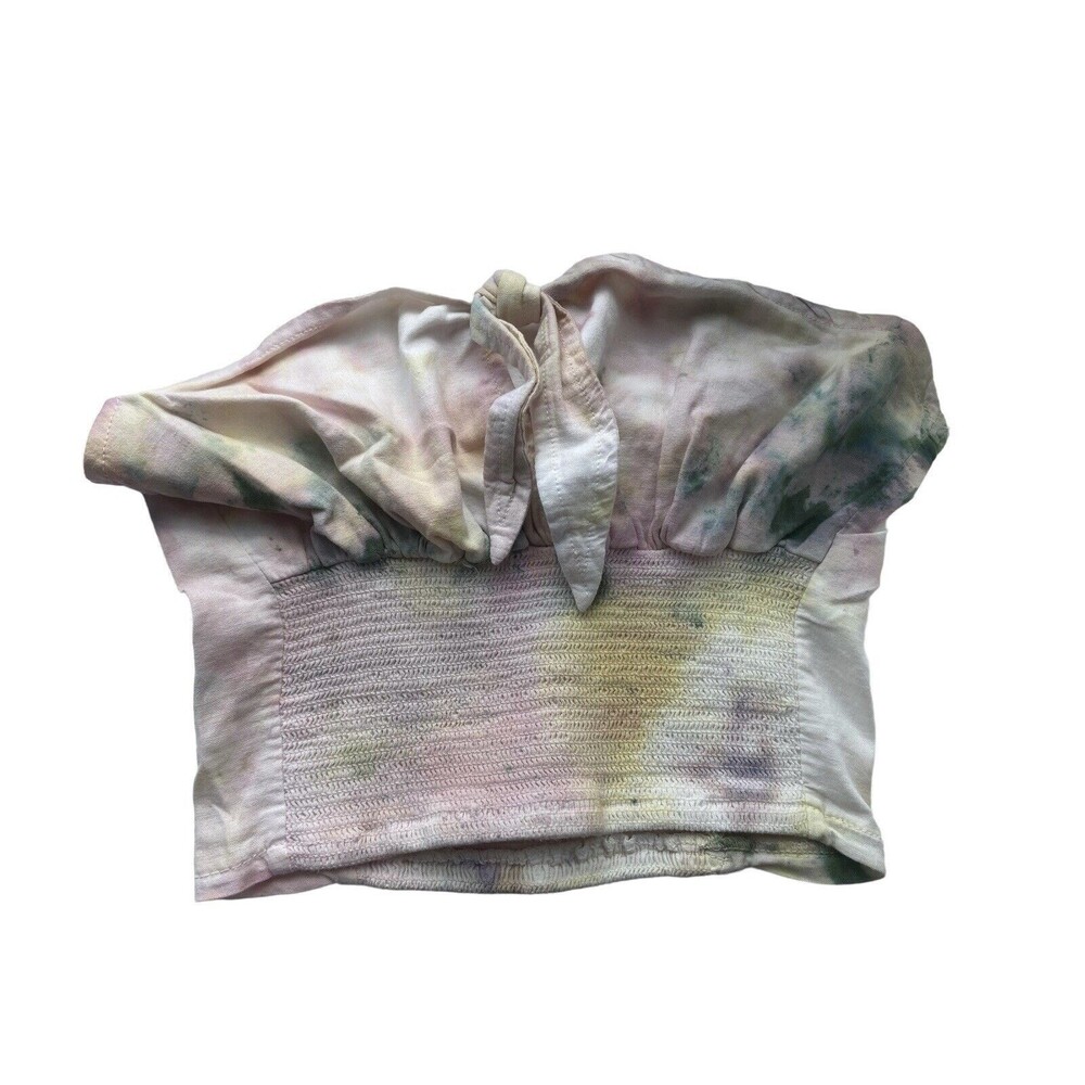 Brandy Melville Womens Kristen Crop Tube Top Tie Size XS Tie Dye John Galt Linen